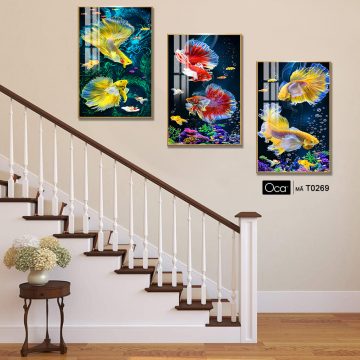 Alternative view of Cá nghệ thuật | Bộ 3 tranh treo cầu thang | Mã T0269 | Oca