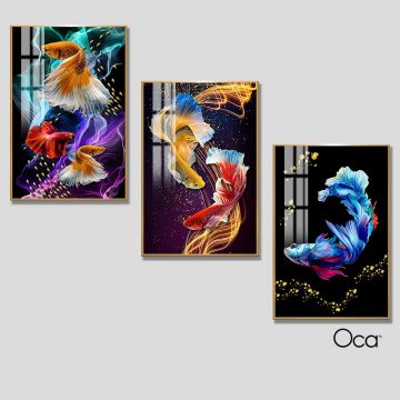 Cá nghệ thuật | Bộ 3 tranh treo cầu thang | Mã T0271 | OCa