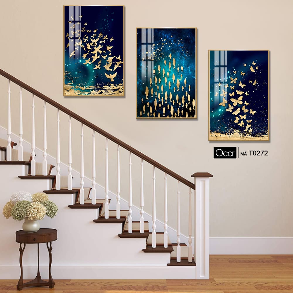 Tranh nghệ thuật Đêm Sáng | Bộ 3 tranh treo cầu thang | Mã T0272 | Oca - Ảnh 2