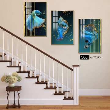 Alternative view of Cá nghệ thuật | Bộ 3 tranh treo cầu thang | Mã T0273 | Oca