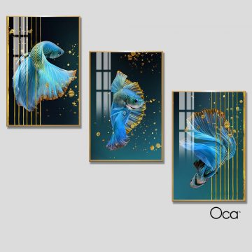 Cá nghệ thuật | Bộ 3 tranh treo cầu thang | Mã T0273 | Oca