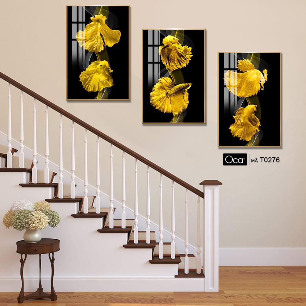 Cá nghệ thuật | Bộ 3 tranh treo cầu thang | Mã T0276 | Oca - Ảnh 4