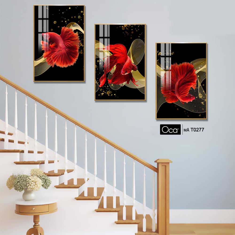 Cá nghệ thuật | Bộ 3 tranh treo cầu thang | Mã T0277 | OCa - Ảnh 3