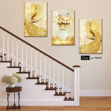 Alternative view of Đôi công uyên ương | Bộ 3 tranh treo cầu thang | Mã T0278 | Oca