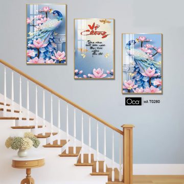 Alternative view of Phu thê viên mãn | Bộ 3 tranh treo cầu thang | Mã T0280 | Oca
