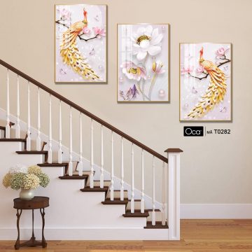 Alternative view of Đôi công uyên ương | Bộ 3 tranh treo cầu thang | Mã T0282 | Oca
