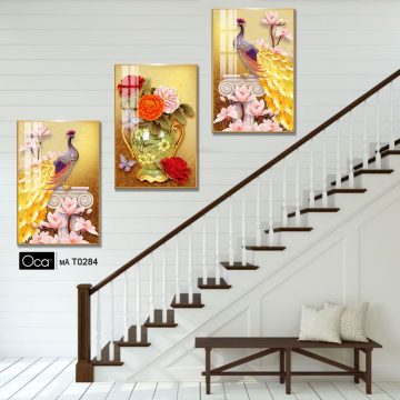 Alternative view of Đôi công uyên ương | Bộ 3 tranh treo cầu thang | Mã T0284 | Oca