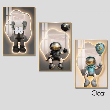 Tranh Bearbrick | Bộ 3 tranh treo cầu thang | Mã T0291 | Oca
