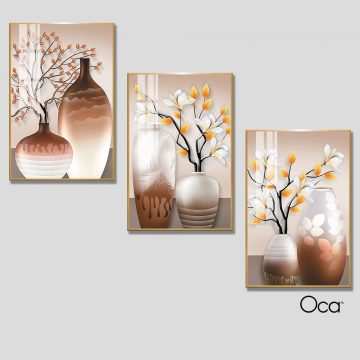 Bình hoa mai | Bộ 3 tranh treo cầu thang | Mã T0310 | Oca