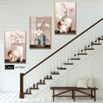 Alternative view of Bình hoa mộc lan | Bộ 3 tranh treo cầu thang | Mã T0321 | Oca