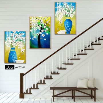 Alternative view of Bình hoa mai | Bộ 3 tranh treo cầu thang | Mã T0322 | Oca