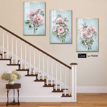 Alternative view of Nhành hoa hồng | Bộ 3 tranh treo cầu thang | Mã T0335 | Oca