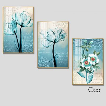 Hoa nghệ thuật | Bộ 3 tranh treo cầu thang | Mã T0337 | Oca