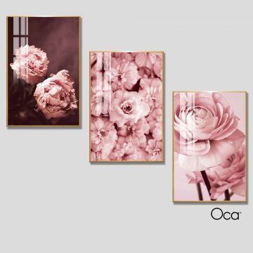 Nhành hoa hồng | Bộ 3 tranh treo cầu thang | Mã T0338 | Oca