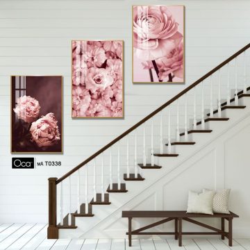 Alternative view of Nhành hoa hồng | Bộ 3 tranh treo cầu thang | Mã T0338 | Oca