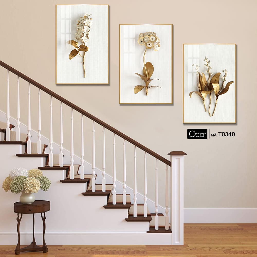 Nhanh mộc lan | Bộ 3 tranh treo cầu thang | Mã T0340 | Oca - Ảnh 3