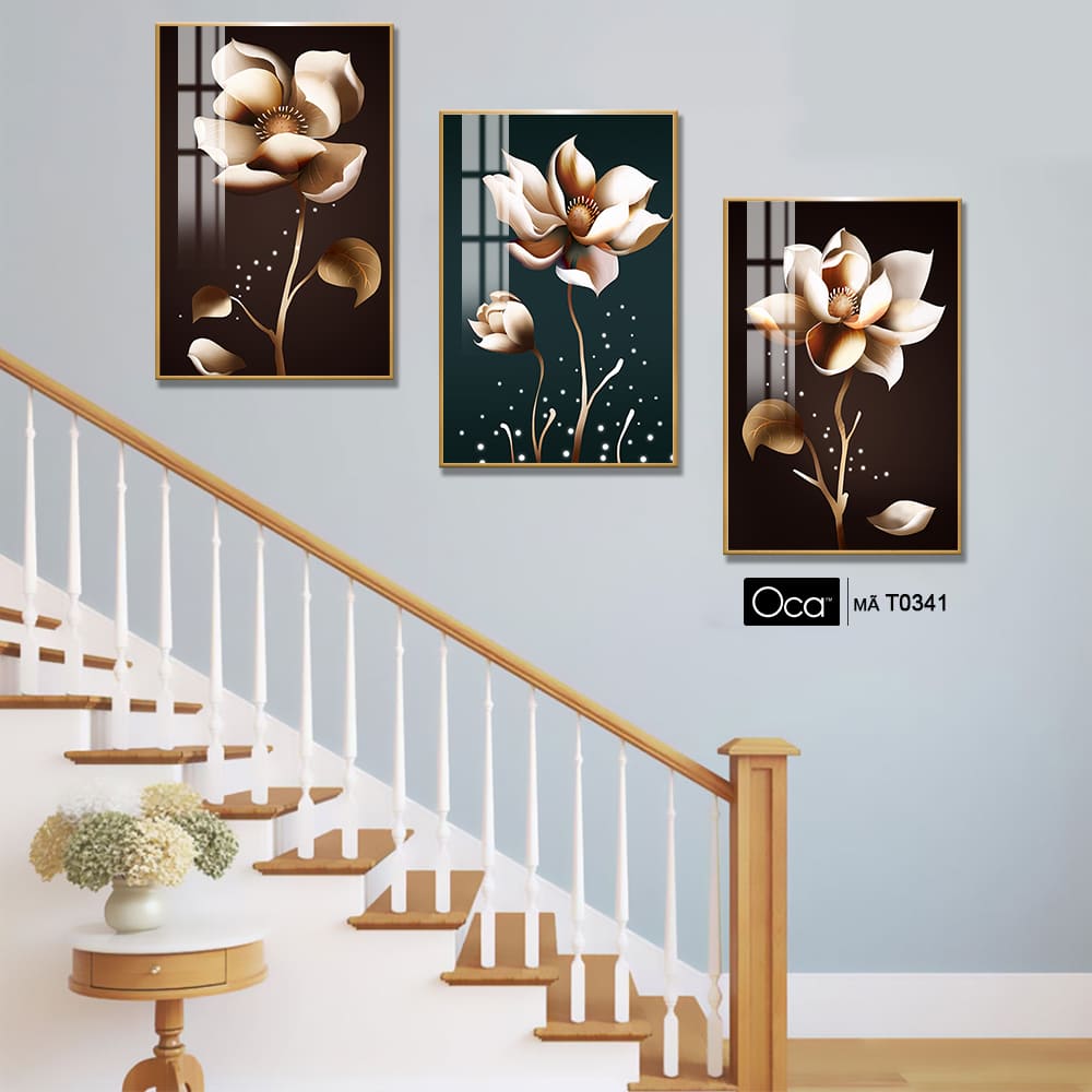 Hoa Hồng Vĩnh Cửu | Bộ 3 tranh treo cầu thang | Mã T0341 | Oca - Ảnh 3