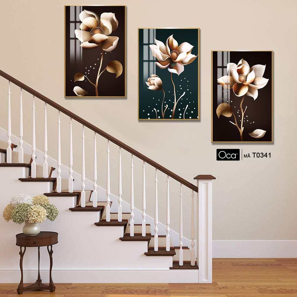 Hoa Hồng Vĩnh Cửu | Bộ 3 tranh treo cầu thang | Mã T0341 | Oca - Ảnh 4