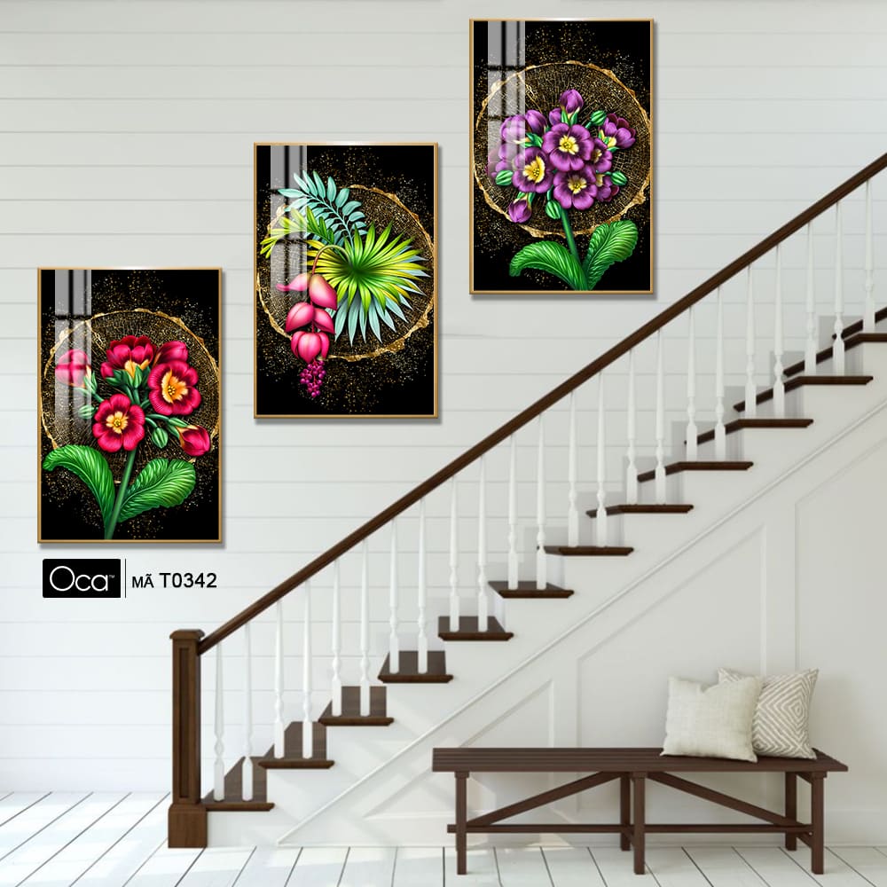 Hoa thiên đường | Bộ 3 tranh treo cầu thang | Mã T0342 | Oca - Ảnh 3