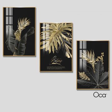 Lá nghệ thuật | Bộ 3 tranh treo cầu thang | Mã T0344 | Oca