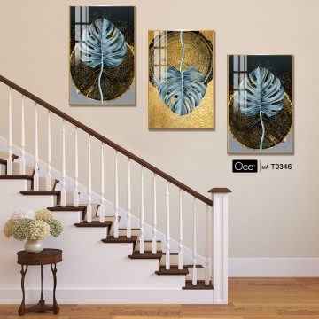 Alternative view of Lá nghệ thuật | Bộ 3 tranh treo cầu thang | Mã T0346 | Oca
