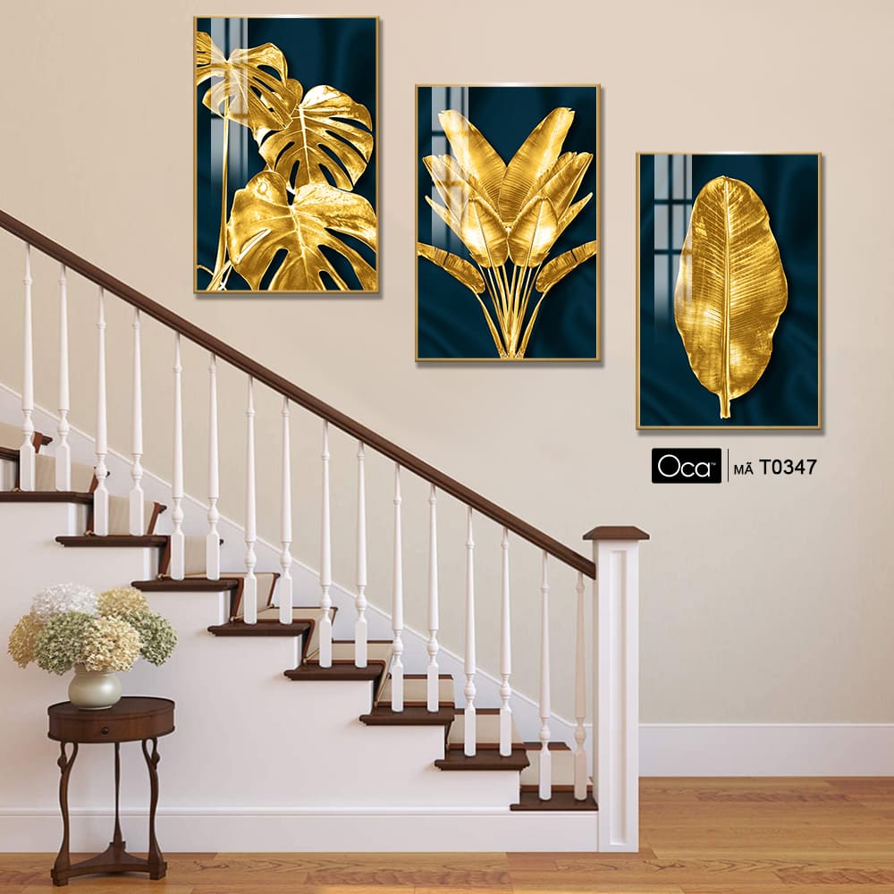 Lá nghệ thuật | Bộ 3 tranh treo cầu thang | Mã T0347 | Oca - Ảnh 3