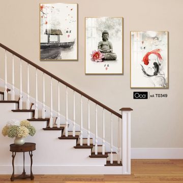 Alternative view of Chú tiểu | Bộ 3 tranh treo cầu thang | Mã T0349 | Oca