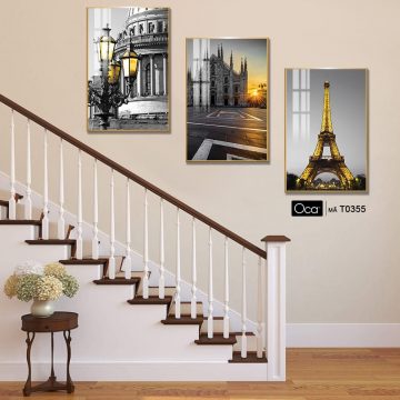 Alternative view of Tháp Eiffel | Bộ 3 tranh treo cầu thang | Mã T0355 | Oca