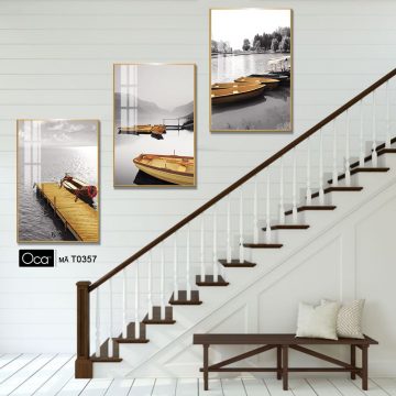 Alternative view of Phong cảnh bến thuyền | Bộ 3 tranh treo cầu thang | Mã T0357 | Oca