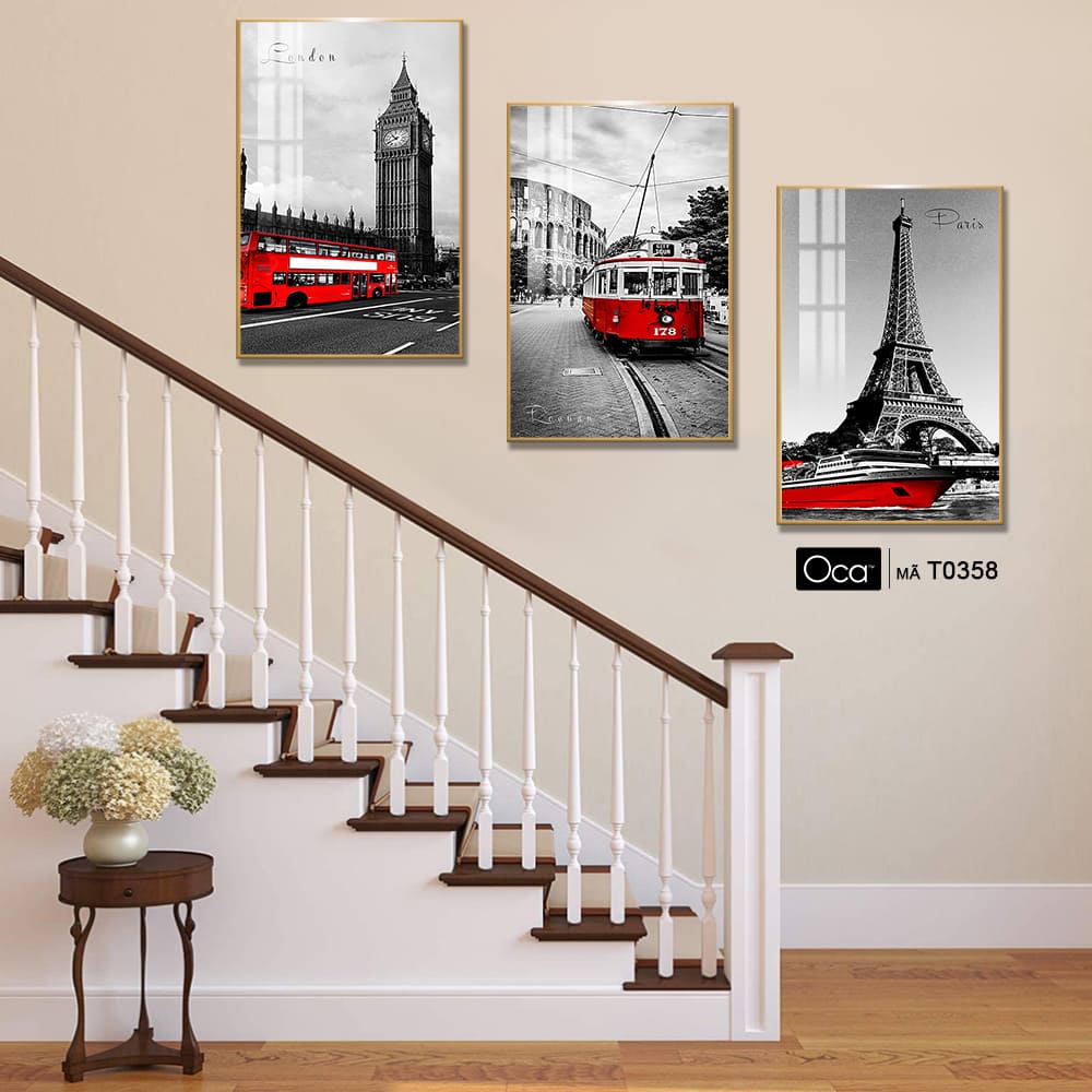 Tháp Eiffel | Bộ 3 tranh treo cầu thang | Mã T0358 | Oca - Ảnh 4