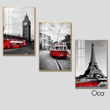 Tháp Eiffel  | Bộ 3 tranh treo cầu thang | Mã T0358 | Oca