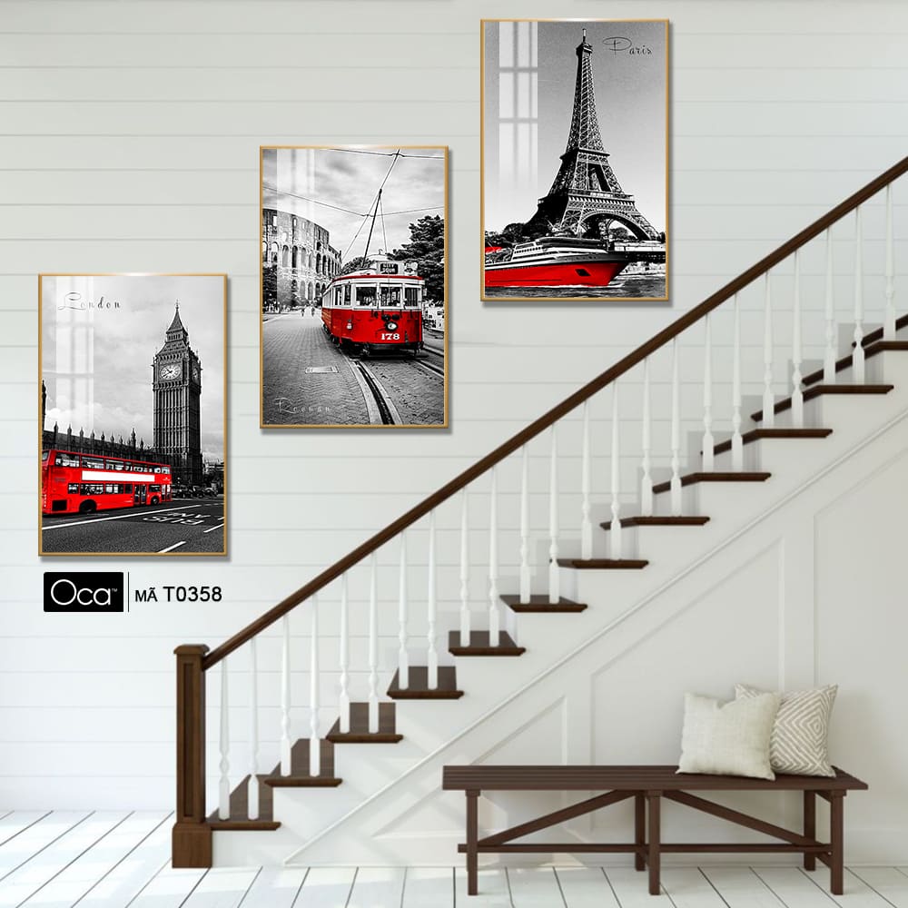 Tháp Eiffel | Bộ 3 tranh treo cầu thang | Mã T0358 | Oca - Ảnh 3