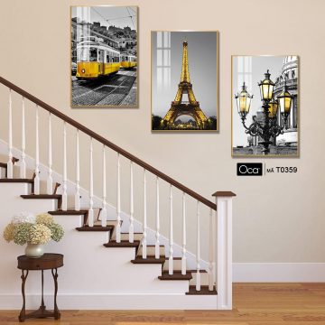 Alternative view of Tháp Eiffel | Bộ 3 tranh treo cầu thang | Mã T0359 | Oca