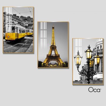 Tháp Eiffel | Bộ 3 tranh treo cầu thang | Mã T0359 | Oca