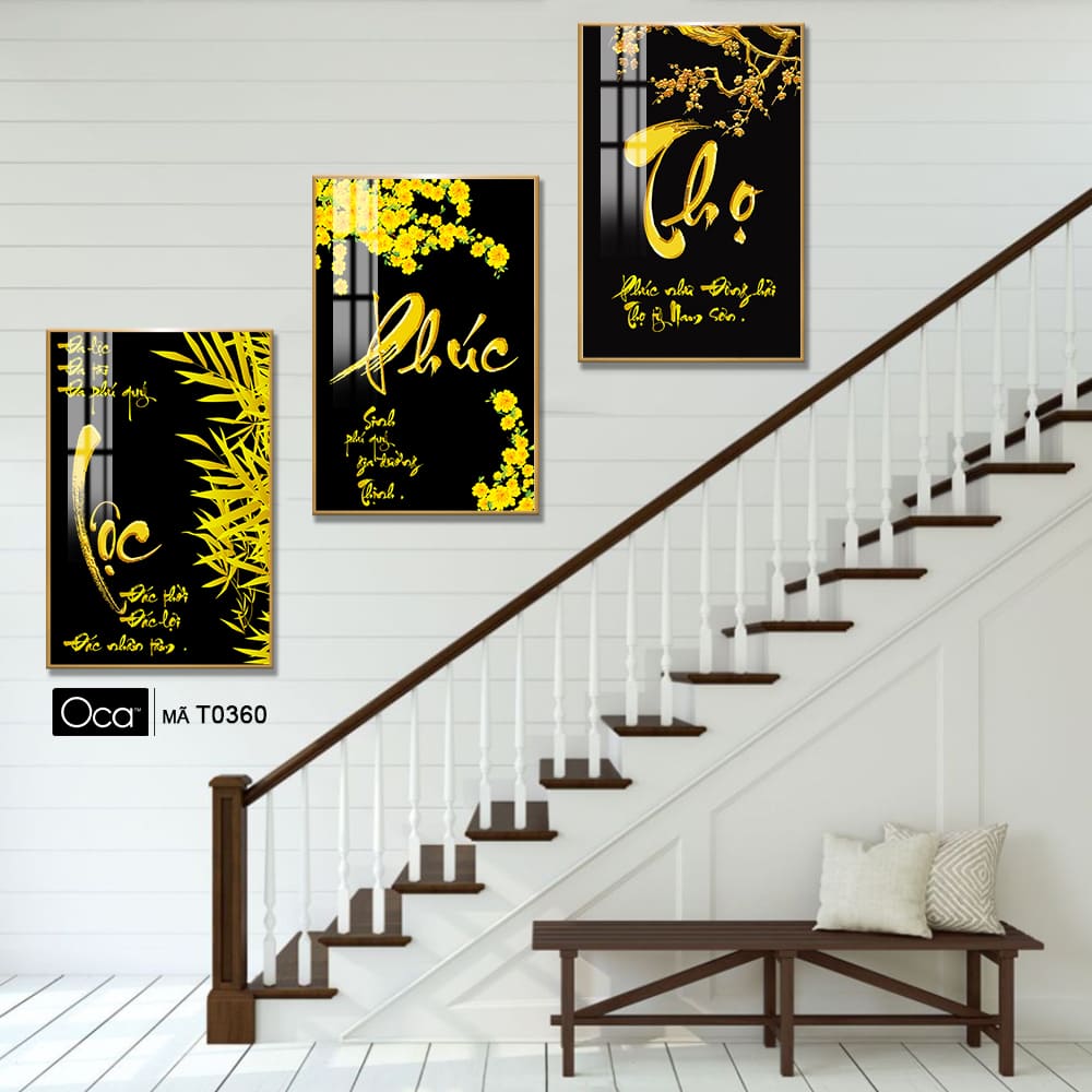 Phúc - Lộc - Thọ | Bộ 3 tranh treo cầu thang | Mã T0360 | Oca - Ảnh 2