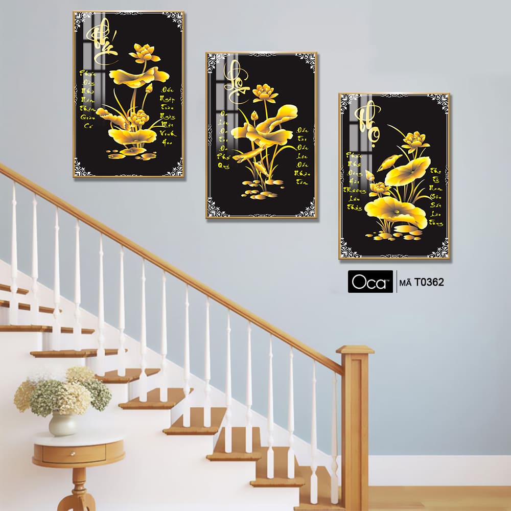 Phúc - Lộc - Thọ | Bộ 3 tranh treo cầu thang | Mã T0362 | Oca - Ảnh 4