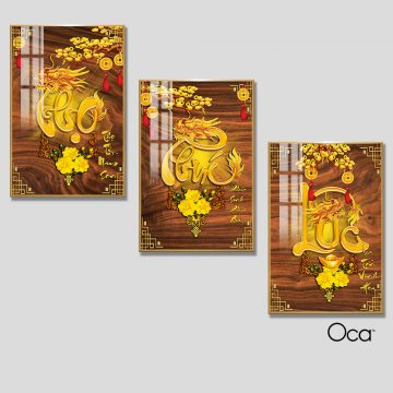 Phúc - Lộc - Thọ | Bộ 3 tranh treo cầu thang | Mã T0363 | Oca