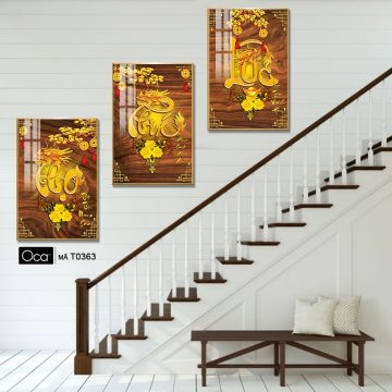 Alternative view of Phúc - Lộc - Thọ | Bộ 3 tranh treo cầu thang | Mã T0363 | Oca