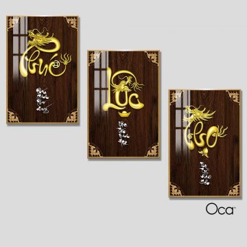 Phúc - Lộc - Thọ | Bộ 3 tranh treo cầu thang | Mã T0364 | Oca