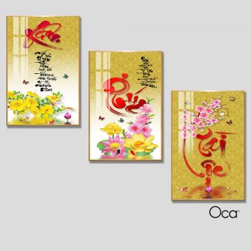 Xuân Phúc Tài Lộc  | Bộ 3 tranh treo cầu thang | Mã T0366 | Oca