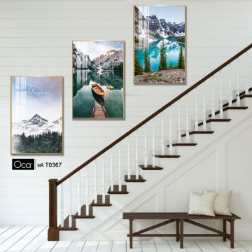 Alternative view of Núi rừng châu âu | Bộ 3 tranh treo cầu thang | Mã T0367 | Oca