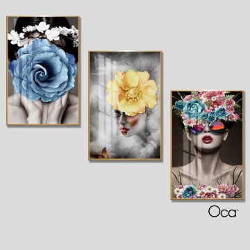 Cô gái nghệ thuật | Bộ 3 tranh treo cầu thang | Mã T0372 | Oca