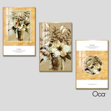 Bình hoa mộc lan | Bộ 3 tranh treo cầu thang | Mã T0376 | Oca