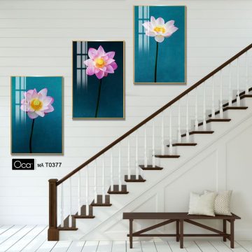 Alternative view of Hoa sen nghệ thuật | Bộ 3 tranh treo cầu thang | Mã T0377 | Oca