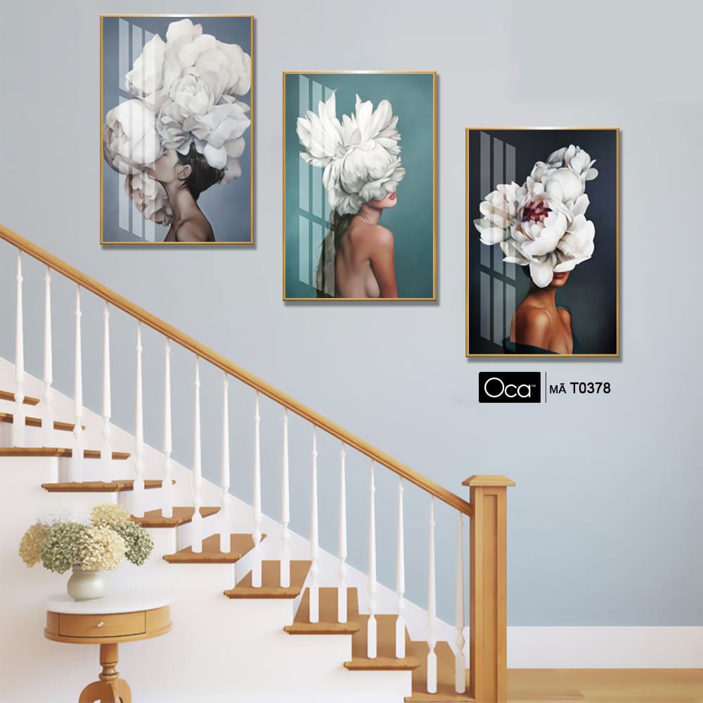 Cô gái nghệ thuật | Bộ 3 tranh treo cầu thang | Mã T0378 | Oca - Ảnh 3