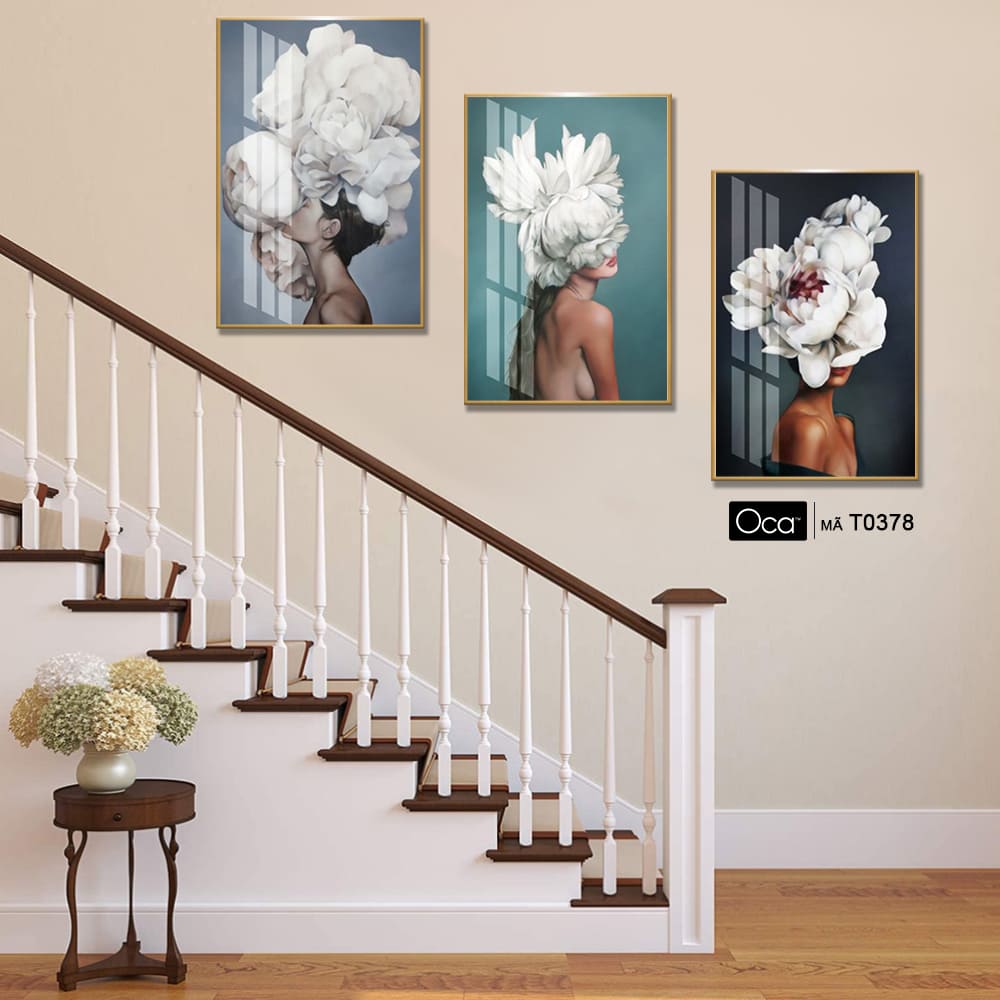 Cô gái nghệ thuật | Bộ 3 tranh treo cầu thang | Mã T0378 | Oca - Ảnh 4