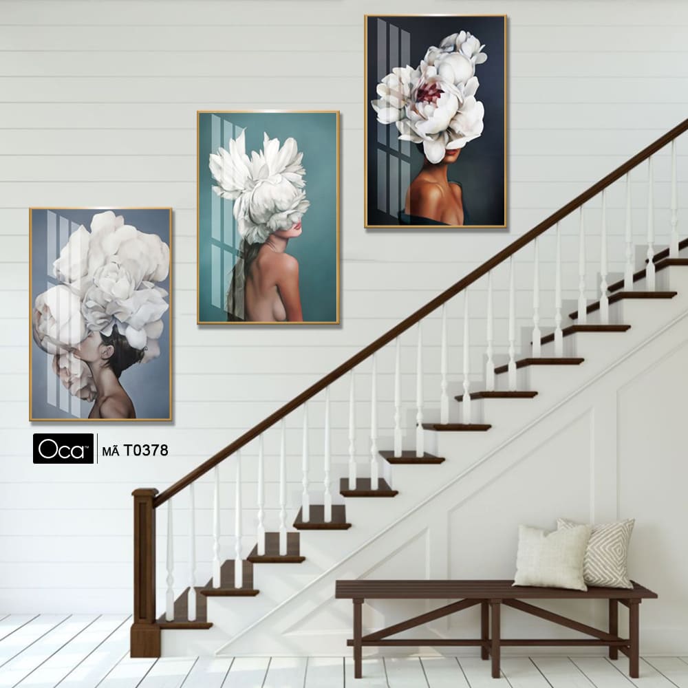 Cô gái nghệ thuật | Bộ 3 tranh treo cầu thang | Mã T0378 | Oca - Ảnh 2