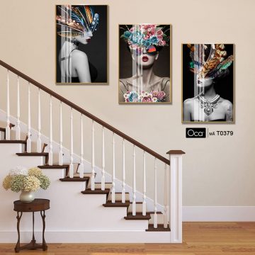 Alternative view of Cô gái nghệ thuật | Bộ 3 tranh treo cầu thang | Mã T0379 | Oca