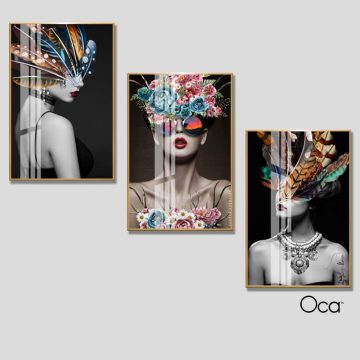Cô gái nghệ thuật | Bộ 3 tranh treo cầu thang | Mã T0379 | Oca
