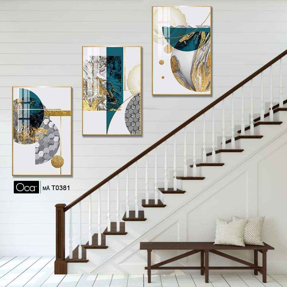 Tranh trừu tượng | Bộ 3 tranh treo cầu thang | Mã T0381 | Oca - Ảnh 2